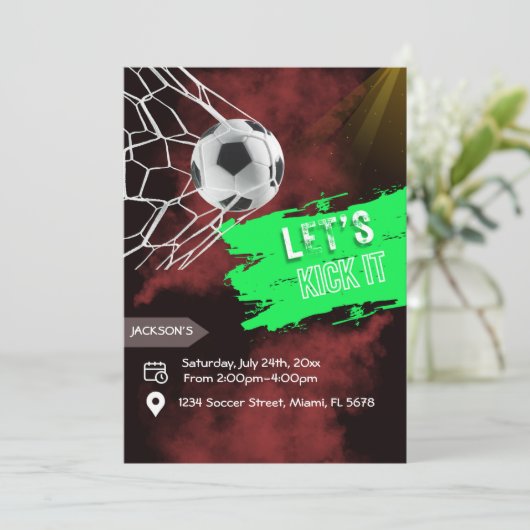 Voetbal verjaardagsuitnodigingen, Voetbal uitnodig Kaart (Staand voorkant)