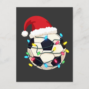 Voetbal verpakt in kerstverlichting Voetbalspeler Briefkaart