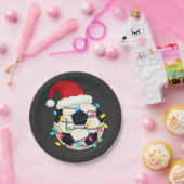 Voetbal verpakt in kerstverlichting Voetbalspeler Papieren Bordje (Feest)