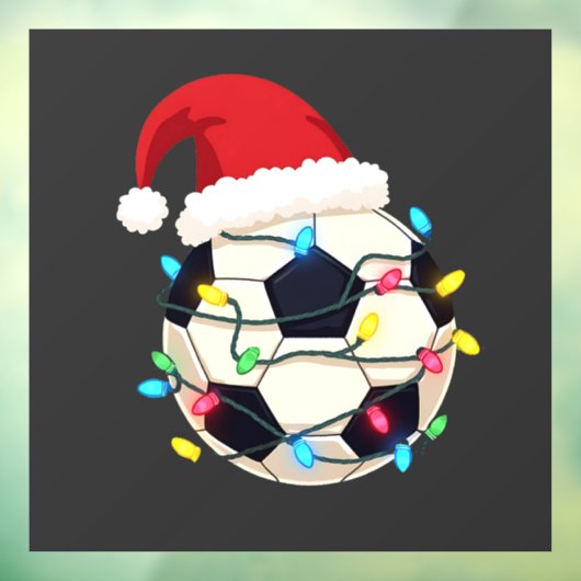 Voetbal verpakt in kerstverlichting Voetbalspeler Raamsticker (Vel 3)
