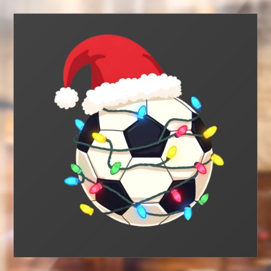 Voetbal verpakt in kerstverlichting Voetbalspeler Raamsticker (Vel 2)