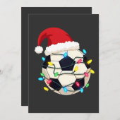 Voetbal verpakt in kerstverlichting Voetbalspeler Save The Date (Voorkant / Achterkant)