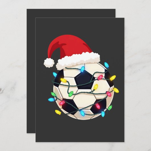 Voetbal verpakt in kerstverlichting Voetbalspeler Save The Date (Voorkant / Achterkant)