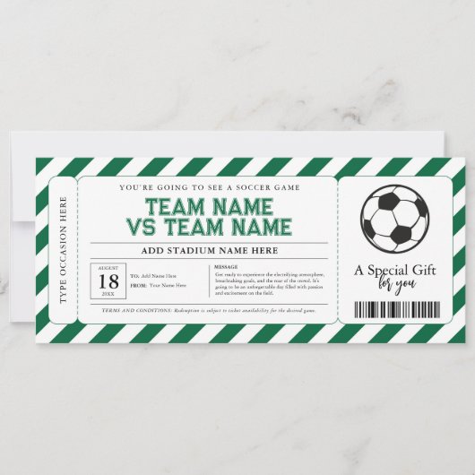 Voetbal verrassingscadeau spel ticket certificaat kaart (Voorkant)