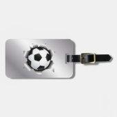 voetbal via metalen plaat bagagelabel (Voorkant horizontaal)