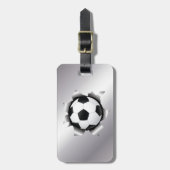 voetbal via metalen plaat bagagelabel (Voorkant verticaal)
