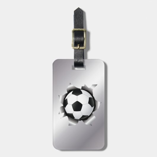 voetbal via metalen plaat bagagelabel (Voorkant verticaal)