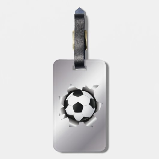 voetbal via metalen plaat bagagelabel (Achterkant verticaal)