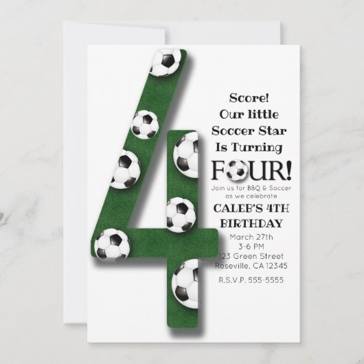 Voetbal Vier 4 4e verjaardag Kaart (Voorkant)