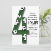 Voetbal Vier 4 4e Verjaardagsfeestje Kaart (Staand voorkant)