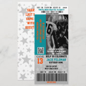 Voetbal VIP Ticket Aqua Blauw & Oranje Verjaardag Kaart (Voorkant / Achterkant)