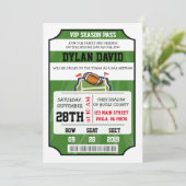 VOETBAL VIP TICKET Bar Mitswa Uitnodiging (Staand voorkant)