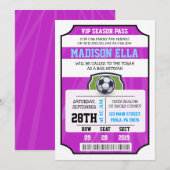 VOETBAL VIP TICKET Bat Mitzvah Uitnodiging (Voorkant / Achterkant)