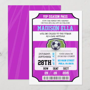 VOETBAL VIP TICKET Bat Mitzvah Uitnodiging