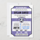 VOETBAL VIP TICKET Paarse Bat Mitzvah Uitnodiging (Voorkant)