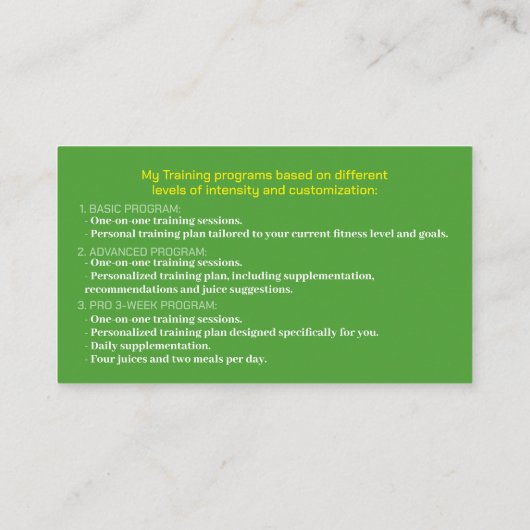 Voetbal Visitekaartje (Achterkant)