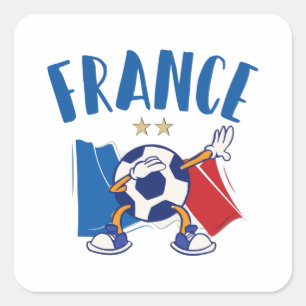 Voetbal vlag 2 sterren Frankrijk Vierkante Sticker