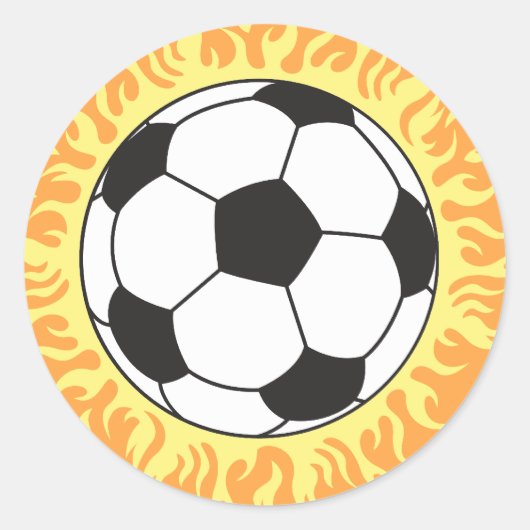 voetbal vlammen ontwerp ronde sticker (Voorkant)