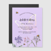 Voetbal vlinderbloemen roze luxe luxe magnetische uitnodiging (Voorkant / Achterkant)