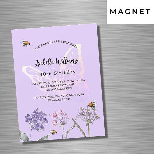 Voetbal vlinderbloemen roze luxe luxe magnetische uitnodiging