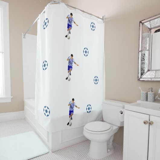 Voetbal/voetafdruk ontwerpgordijn voor voetstuk douchegordijn (In situ)