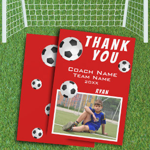 Voetbal Voetbal Bal Rode Sportcoach  Bedankkaart