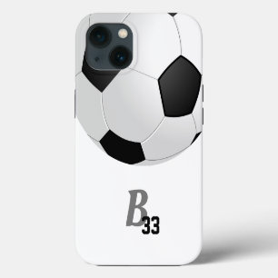 Voetbal Voetbal Bal Speler Nummer Monogram Hoesje- iPhone 13 Hoesje