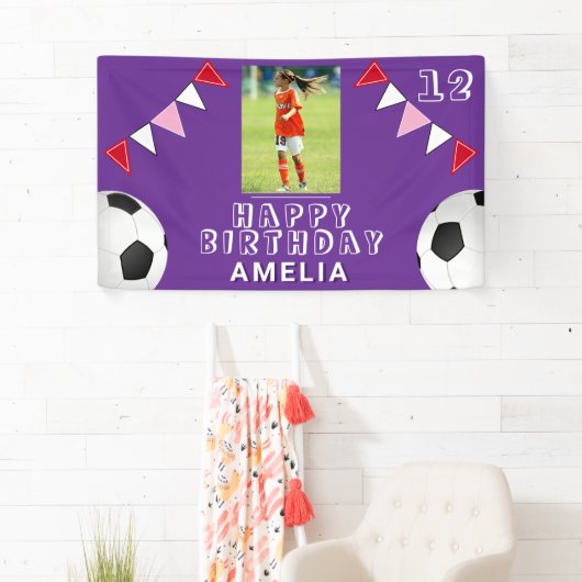 Voetbal Voetbal Bal Vlaggen Foto Verjaardag Spandoek (Insitu)