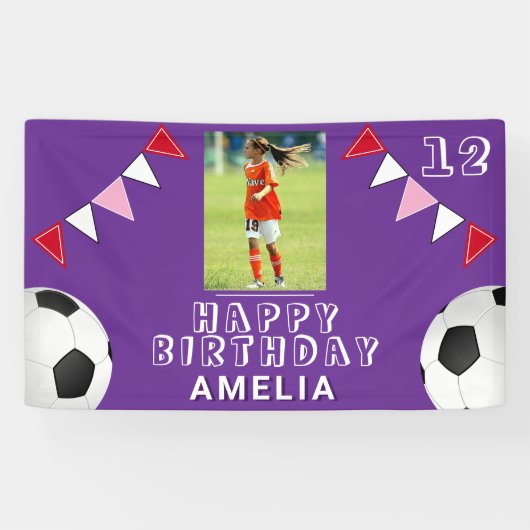 Voetbal Voetbal Bal Vlaggen Foto Verjaardag Spandoek (Horizontaal)
