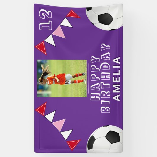 Voetbal Voetbal Bal Vlaggen Foto Verjaardag Spandoek (Verticaal)