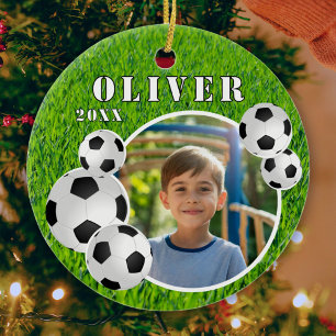 Voetbal Voetbal Gras Sporten Foto Keramisch Ornament