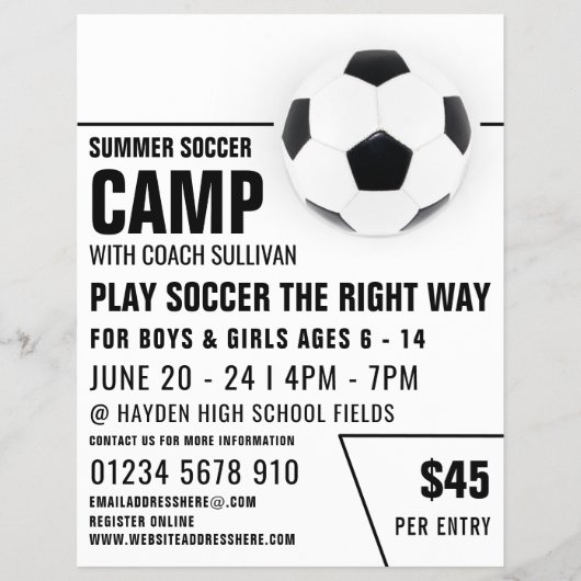 Voetbal, Voetbal Kamp Advertentie Flyer (Voorkant)