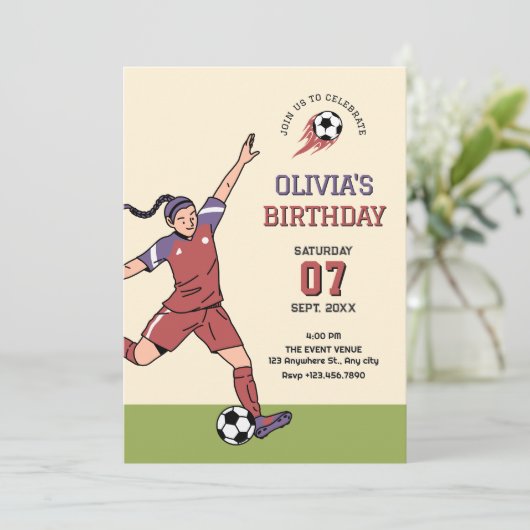 Voetbal voetbal meisje kaart (Staand voorkant)