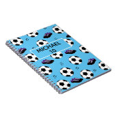 Voetbal Voetbal Persoonlijke Naam En Nummer blauw Notitieboek (Rechterzijde)