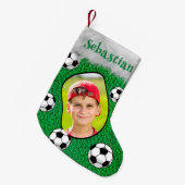 Voetbal Voetbal Speler Voetbal coach Fotonaam Kleine Kerstsok (Voorkant (Hangend))