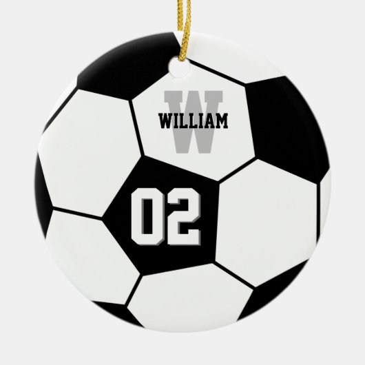 Voetbal Voetbalspeler Naam en teamnummer Keramisch Ornament (Voorkant)