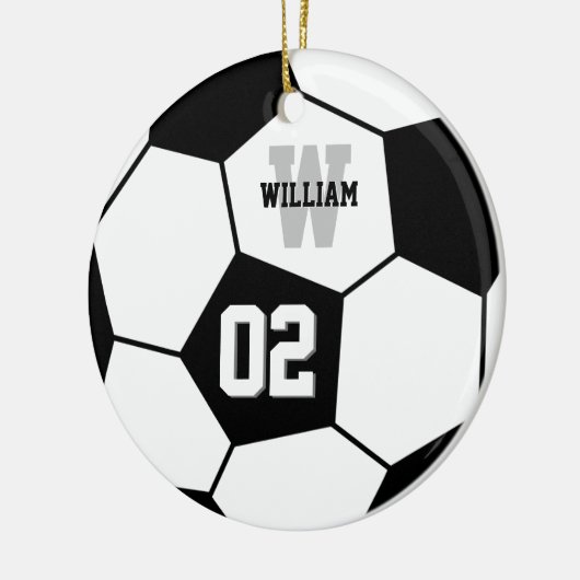 Voetbal Voetbalspeler Naam en teamnummer Keramisch Ornament (Links)