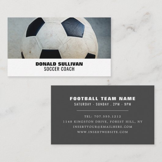 Voetbal, voetganger/coach/Ref. Visitekaartje (Voorkant / Achterkant)