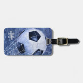 Voetbal voor het voetbal van het blauwe meisje bagagelabel (Voorkant horizontaal)