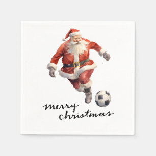 Voetbal voor Kerstfeest op Groen Gras Servet