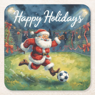 Voetbal voor Kerstmis met Sinterklaas Kartonnen Onderzetters