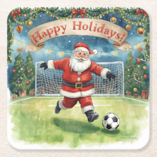 Voetbal voor Kerstmis met Sinterklaas Kartonnen Onderzetters