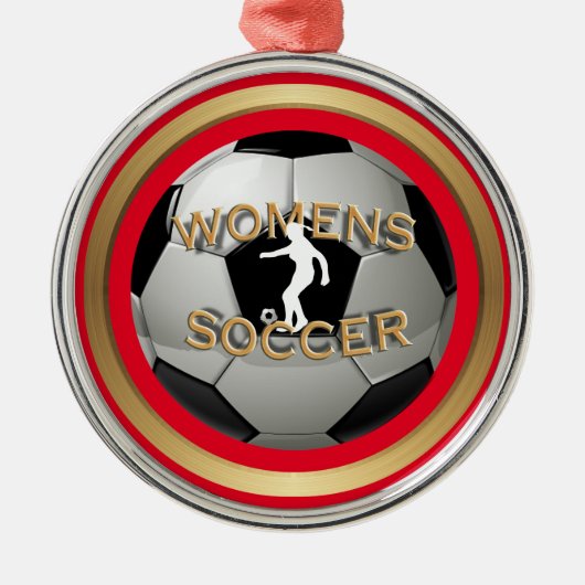 Voetbal voor vrouwen Kerst Metalen Ornament (Voorkant)