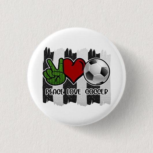 Voetbal Vrede en Liefde Ronde Button 3,2 Cm (Voorkant)