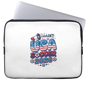 Voetbal VS 2026 Voetbal Vet Land Typografie Reisst Laptop Sleeve