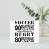 Voetbal Vs Rubgy Briefkaart (Staand voorkant)