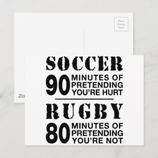 Voetbal Vs Rubgy Briefkaart (Voorkant / Achterkant)