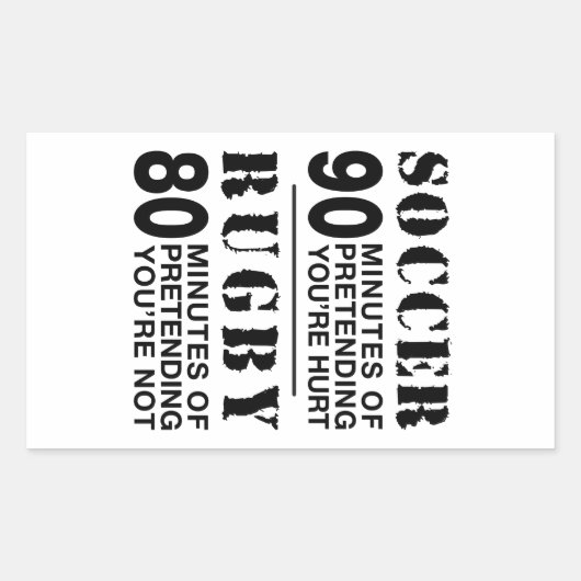Voetbal vs rubgy rechthoekige sticker (Voorkant)