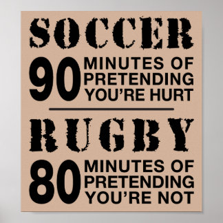 Voetbal vs Rugby Poster