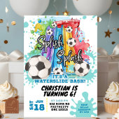 Voetbal Waterslide Pool Party Verjaardag Uitnodigi Kaart
